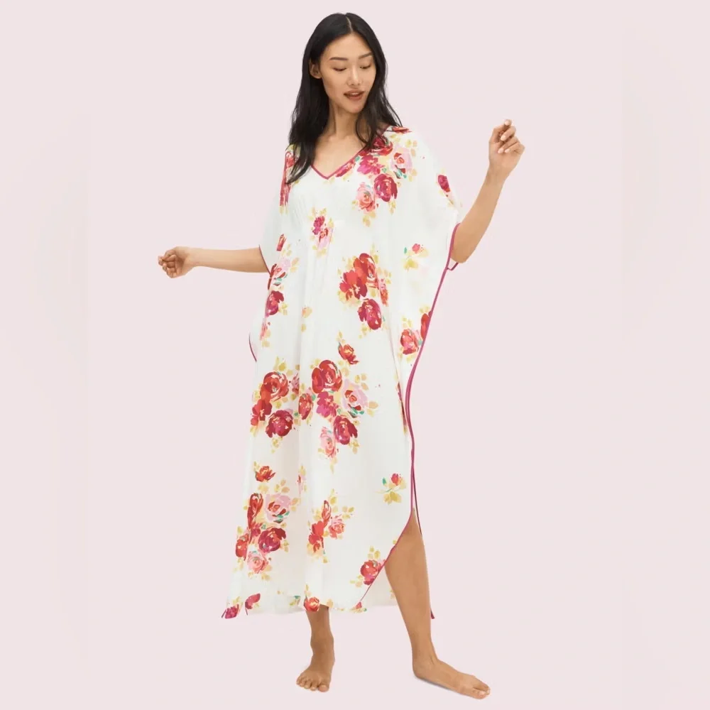 Kate Spade Rare Roses Maxi Caftan Dress XS Small